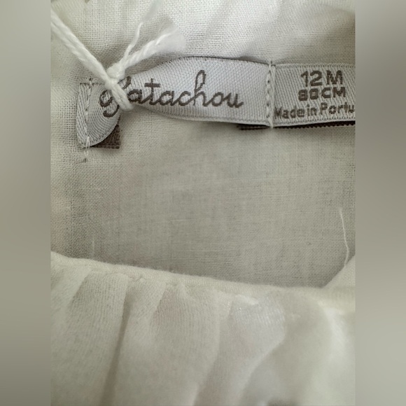 NWT Patachou Designer White Chiffon Lace Tulle Puff Sleeve Baptism Wedding Dress - Picture 14 of 16